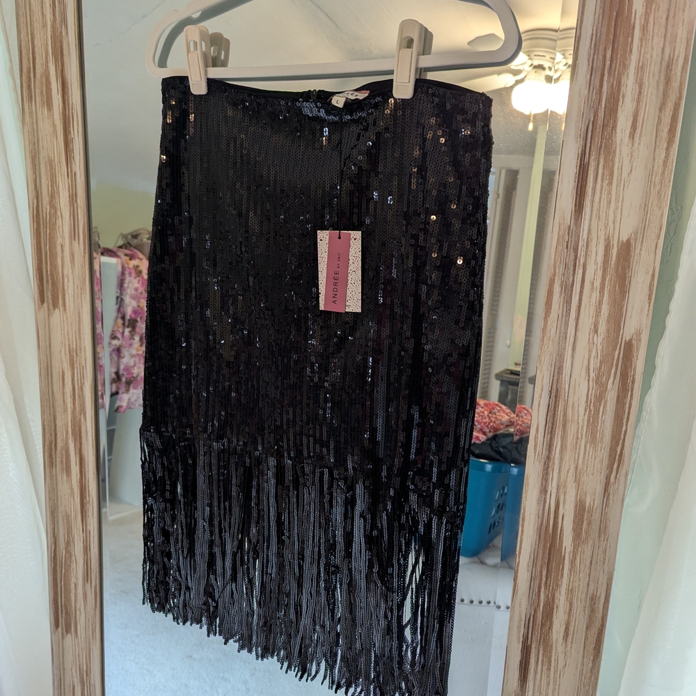 Andree By Unit Black Sequin Skirt